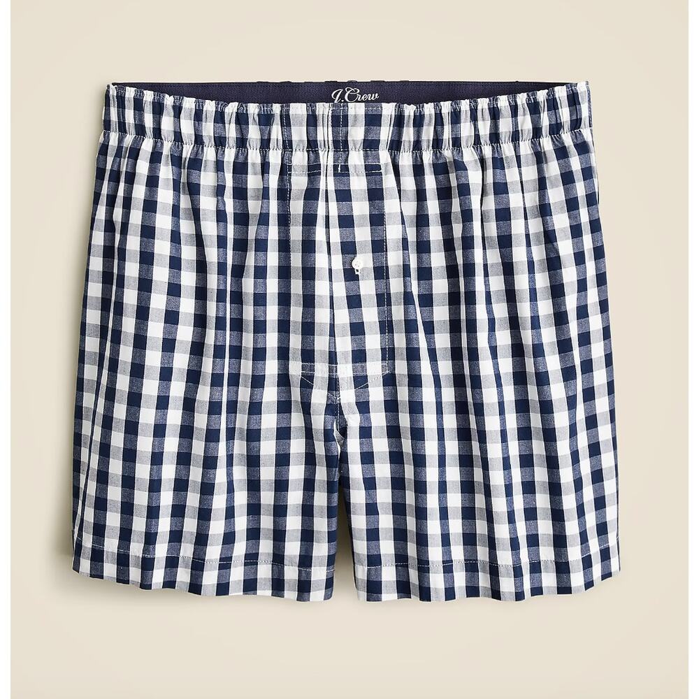 J.Crew Patterned Boxers Mens Gingham Navy Cotton Lounge Beach Sleep XS NWT